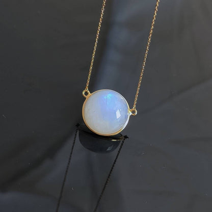 Natural Rainbow Moonstone Pendant, 14K Solid Yellow Gold Moonstone Pendant, June Birthstone Pendant, Moonstone Jewelry, Christmas Present