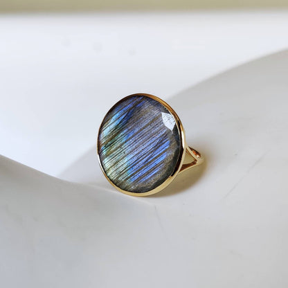 Natural Labradorite Ring, 14K Solid Yellow Gold Labradorite Gold Ring, Labradorite Jewelry, Dainty Ring, November Birthstone, Christmas Gift