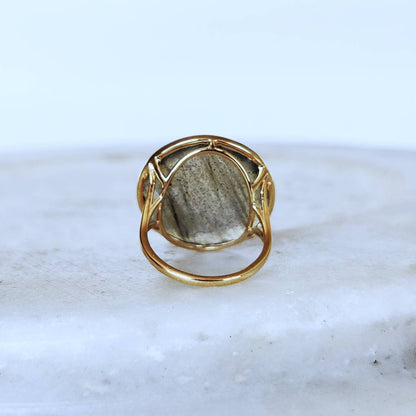 Natural Labradorite Ring, 14K Solid Yellow Gold Labradorite Gold Ring, Labradorite Jewelry, Dainty Ring, November Birthstone, Christmas Gift