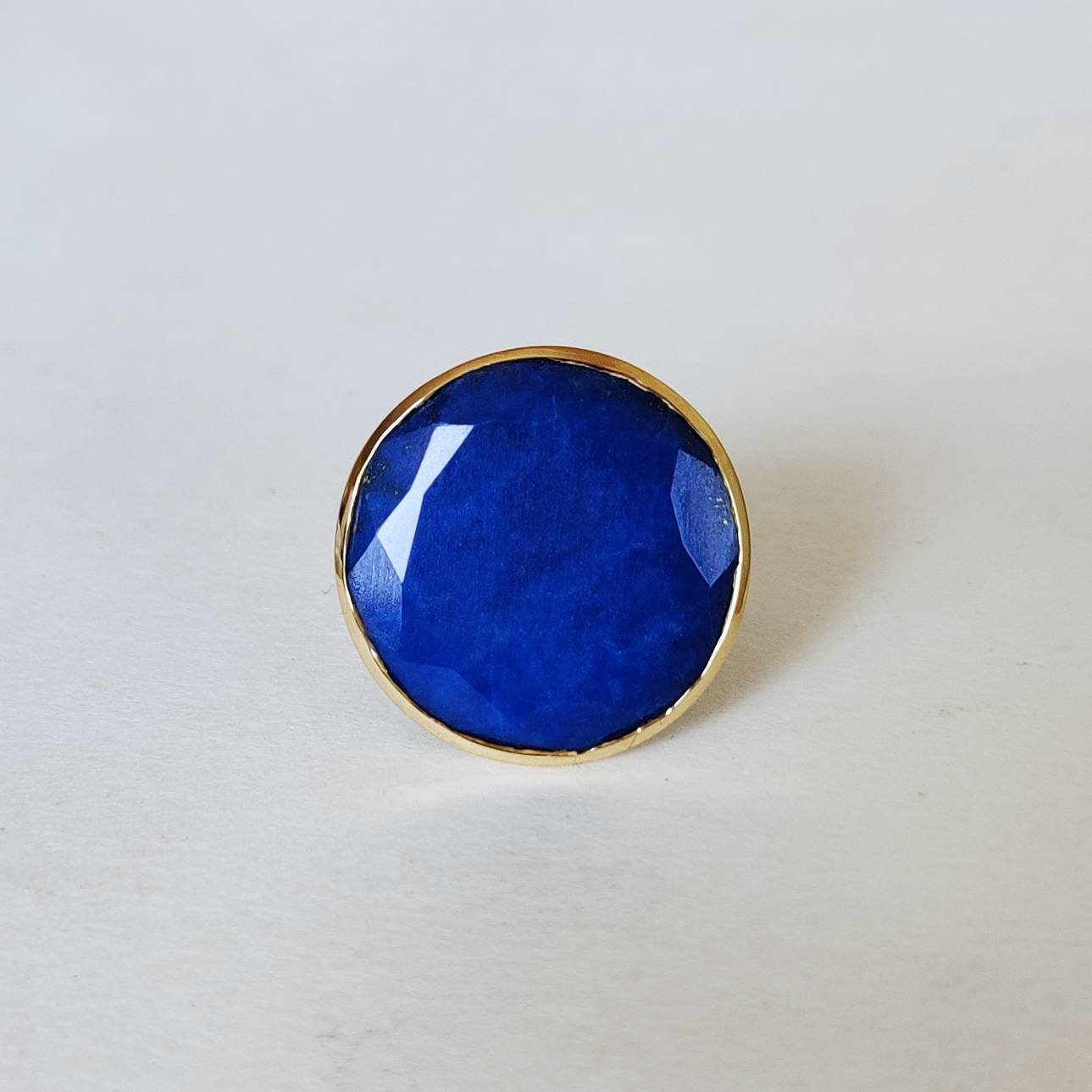 Natural Lapis Lazuli Ring, 14K Solid Yellow Gold Ring, Lapis Lazuli Jewelry, September Birthstone Ring, Christmas Present