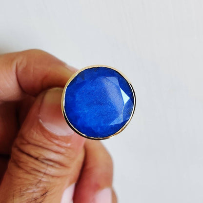 Natural Lapis Lazuli Ring, 14K Solid Yellow Gold Ring, Lapis Lazuli Jewelry, September Birthstone Ring, Christmas Present