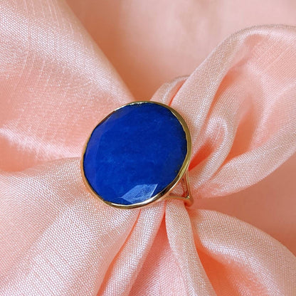 Natural Lapis Lazuli Ring, 14K Solid Yellow Gold Ring, Lapis Lazuli Jewelry, September Birthstone Ring, Christmas Present