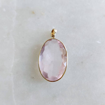 Natural Rose Quartz Pendant, 14K Solid Gold Rose Quartz Pendant, January Birthstone Pendant, Christmas Present, Rose Quartz Jewelry