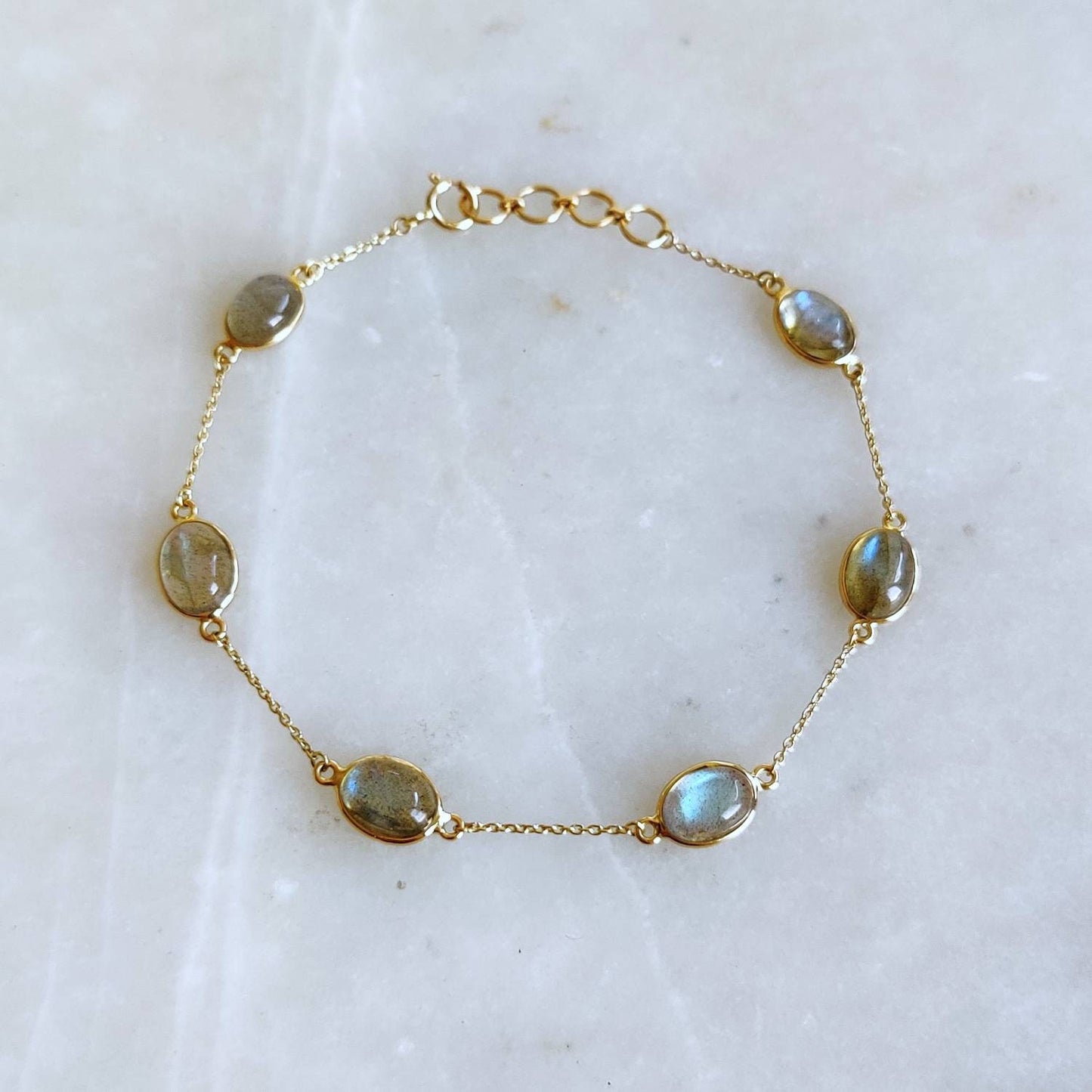 Natural Labradorite Bracelet, 14K Solid Yellow Gold Labradorite Bracelet, Chain Bracelet, Dainty Gemstone Bracelet, November Birthstone