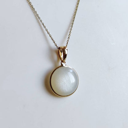 Natural White Moonstone Pendant, 14K Solid Yellow Gold White Moonstone Pendant, June Birthstone, Anniversary Gift, White Moonstone Jewelry