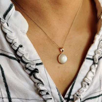 Natural White Moonstone Pendant, 14K Solid Yellow Gold White Moonstone Pendant, June Birthstone, Anniversary Gift, White Moonstone Jewelry