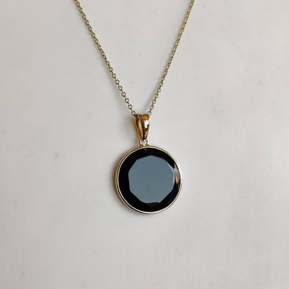 Natural Black Onyx Pendant, 14K Solid Yellow Gold Onyx Pendant, December Birthstone Pendant, Dainty Onyx Pendant, Christmas Present