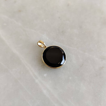 Natural Black Onyx Pendant, 14K Solid Yellow Gold Onyx Pendant, December Birthstone Pendant, Dainty Onyx Pendant, Christmas Present