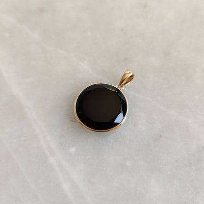 Natural Black Onyx Pendant, 14K Solid Yellow Gold Onyx Pendant, December Birthstone Pendant, Dainty Onyx Pendant, Christmas Present