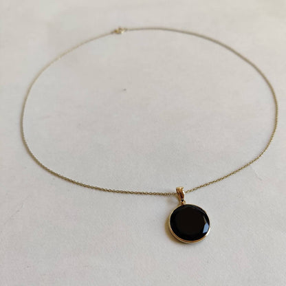 Natural Black Onyx Pendant, 14K Solid Yellow Gold Onyx Pendant, December Birthstone Pendant, Dainty Onyx Pendant, Christmas Present