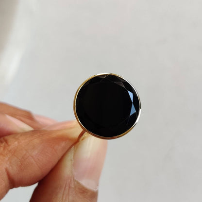 Natural Black Onyx Ring, 14K Solid Gold Ring, 14k Gold Black Onyx Ring, Natural Black Onyx Bezel Ring, December Birthstone, Gifts for her