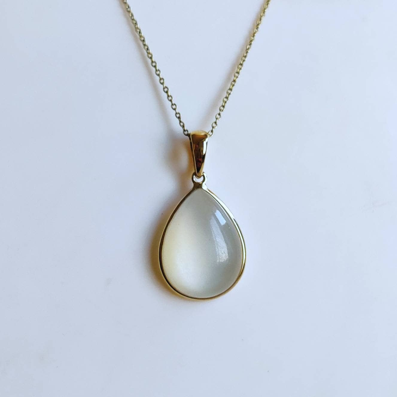 Natural White Moonstone Pendant, 14K Solid Yellow Gold Moonstone Pendant, June Birthstone Pendant, White Moonstone Jewelry,Christmas Present