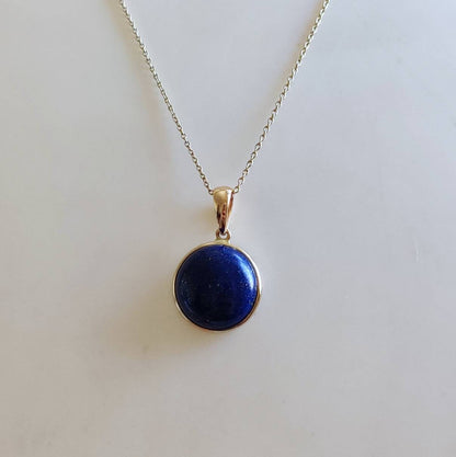 Natural Lapis Lazuli Pendant, 14K Yellow Gold Lapis Lazuli Pendant, Solid Gold Lapis Bezel Pendant, September Birthstone, Christmas Gift