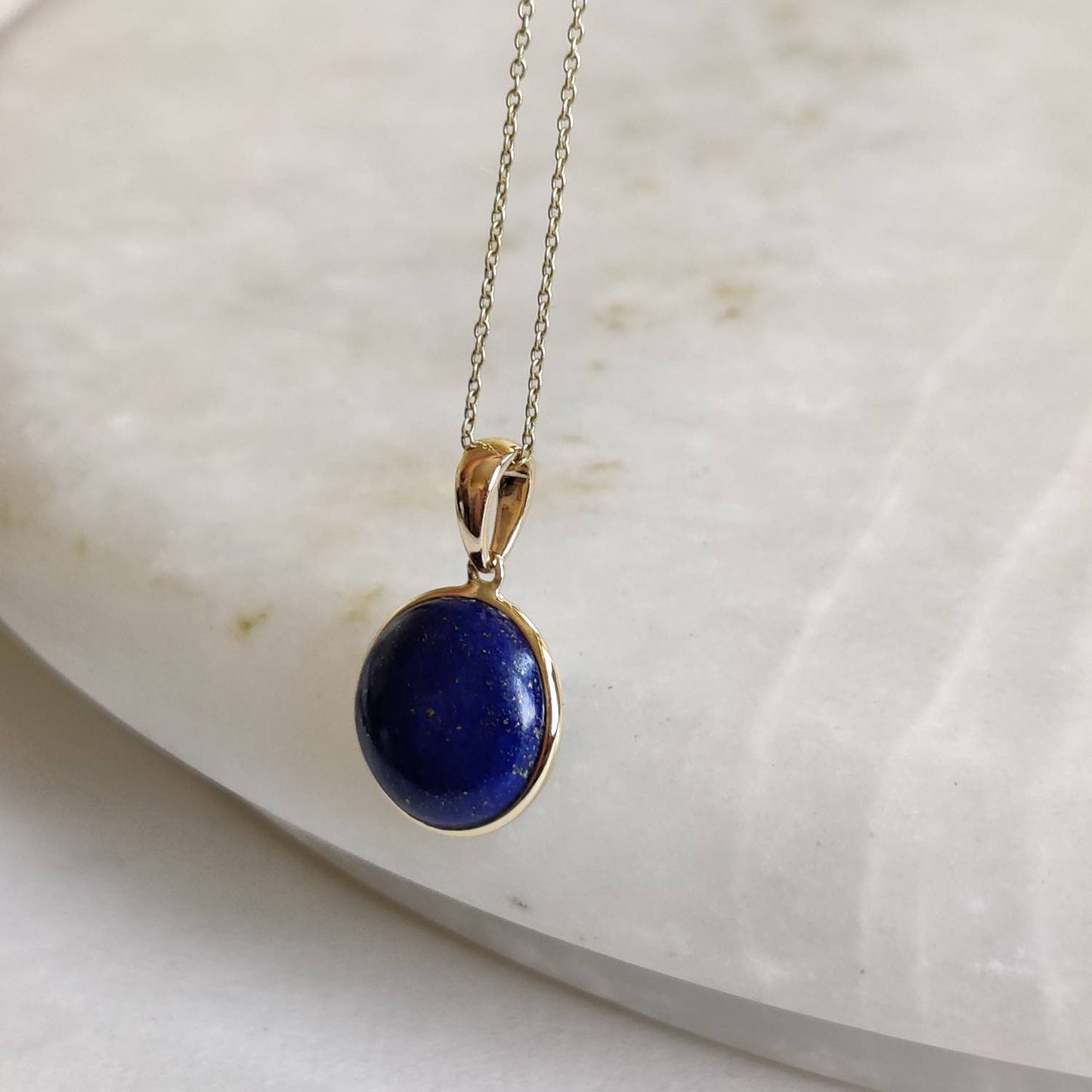 Natural Lapis Lazuli Pendant, 14K Yellow Gold Lapis Lazuli Pendant, Solid Gold Lapis Bezel Pendant, September Birthstone, Christmas Gift