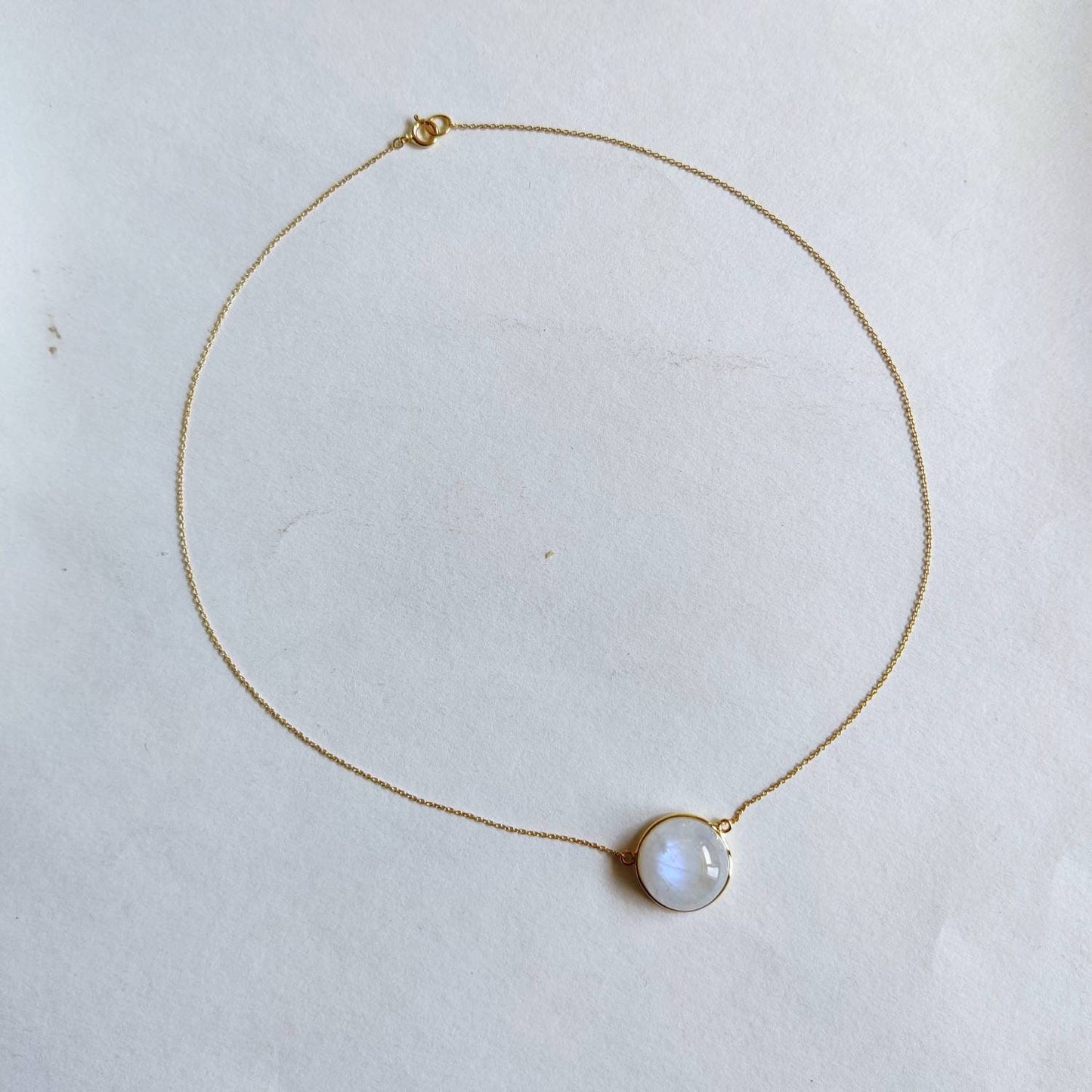 Natural Rainbow Moonstone Necklace, 14K Solid Gold Moonstone Pendant, Yellow Gold Necklace Pendant, Blue Moonstone Jewelry, June Birthstone