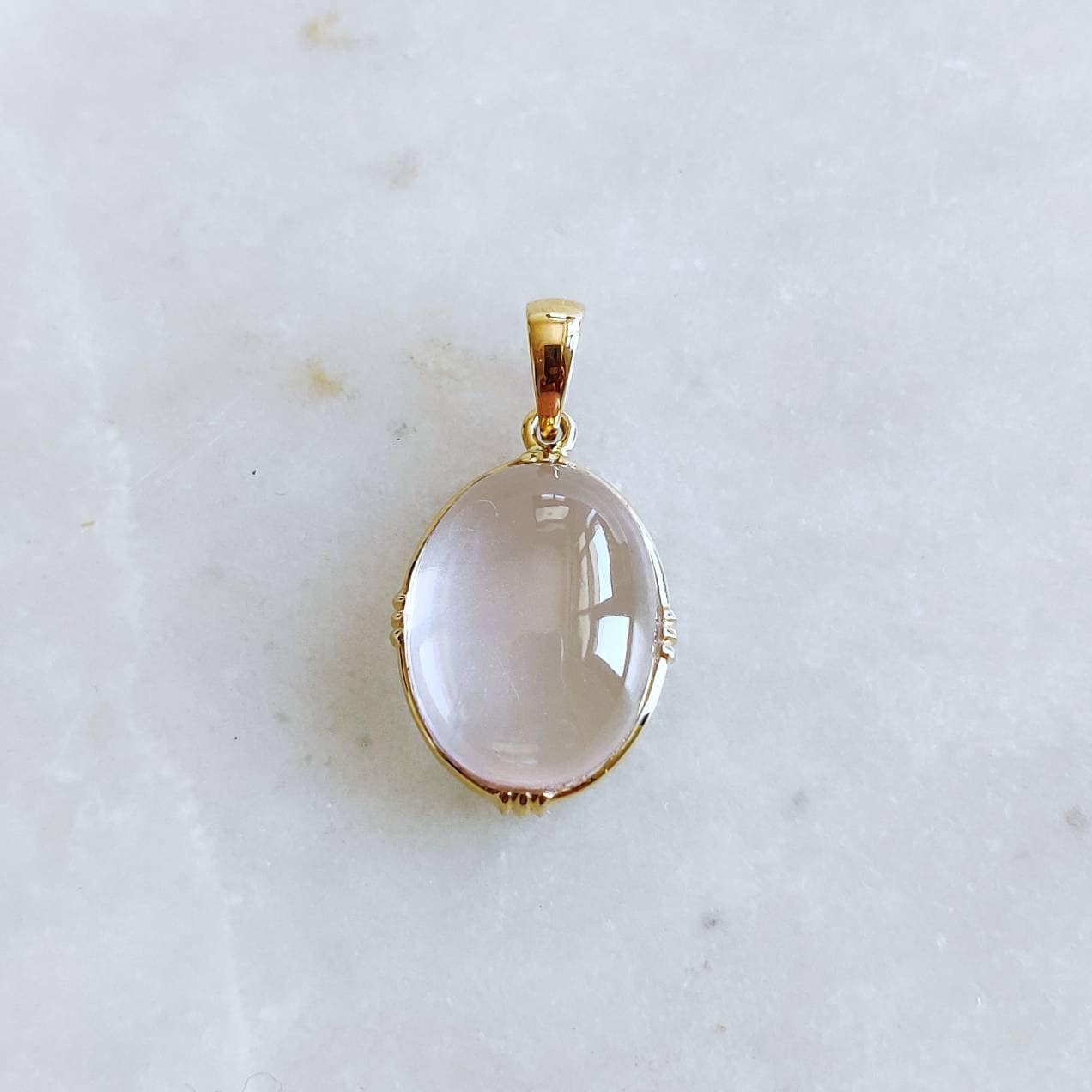 Natural Rose Quartz Pendant, 14K Solid Gold Rose Quartz Pendant, Solid Gold Bezel Pendant Necklace, January Birthstone, Christmas Gift