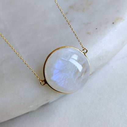 Natural Rainbow Moonstone Pendant, 14K Solid Yellow Gold Moonstone Pendant, June Birthstone Pendant, Moonstone Jewelry, Christmas Present