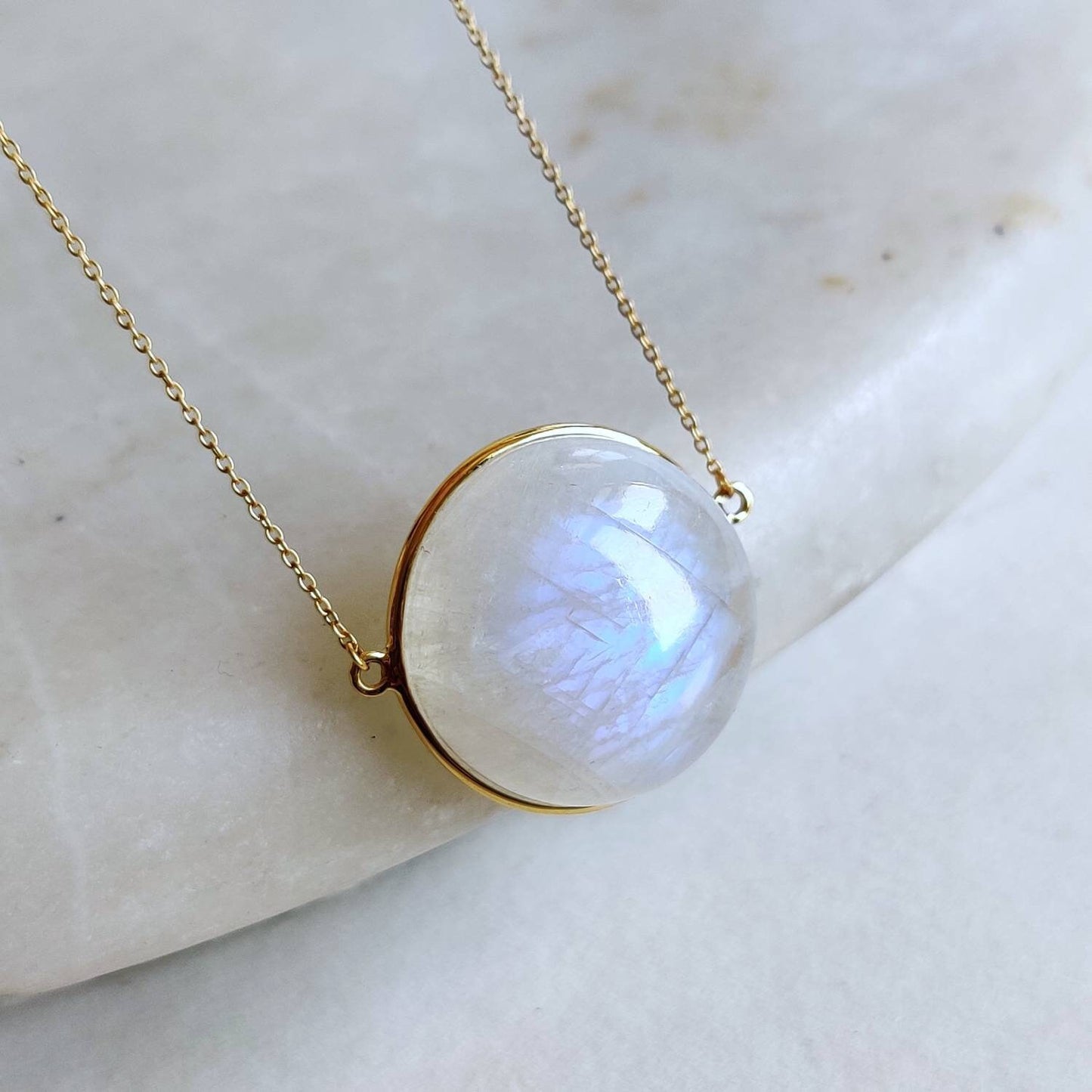 Natural Rainbow Moonstone Pendant, 14K Solid Yellow Gold Moonstone Pendant, June Birthstone Pendant, Moonstone Jewelry, Christmas Present