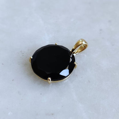 Natural Black Onyx Pendant, 14K Solid Yellow Gold Black Onyx Pendant, December Birthstone Pendant, Black Onyx Jewelry, Christmas Present