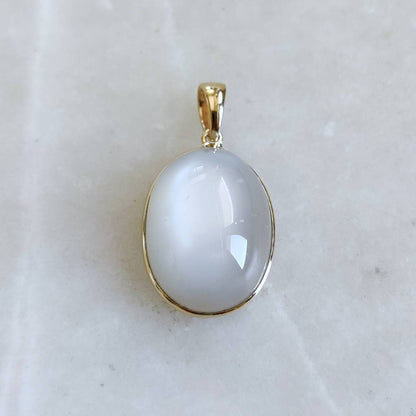 Natural White Moonstone Pendant, 14K Solid Yellow Gold White Moonstone Pendant, June Birthstone, Anniversary Gift, White Moonstone Jewelry