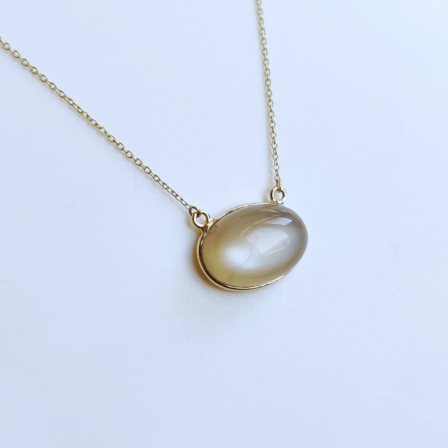 Natural White Moonstone Pendant, 14K Solid Yellow Gold Moonstone Pendant, June Birthstone, Bezel Pendant, Moonstone Jewelry, Christmas Gift