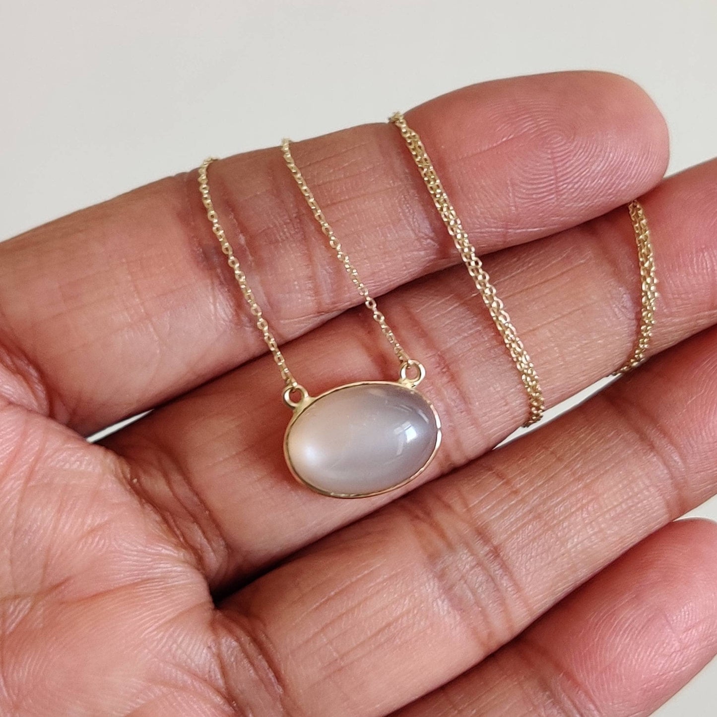 Natural White Moonstone Pendant, 14K Solid Yellow Gold Moonstone Pendant, June Birthstone, Bezel Pendant, Moonstone Jewelry, Christmas Gift