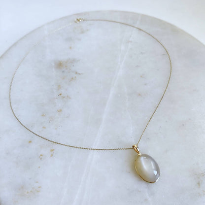 Natural White Moonstone Pendant, 14K Solid Yellow Gold White Moonstone Pendant, June Birthstone Pendant, Christmas Gift, Moonstone Jewelry