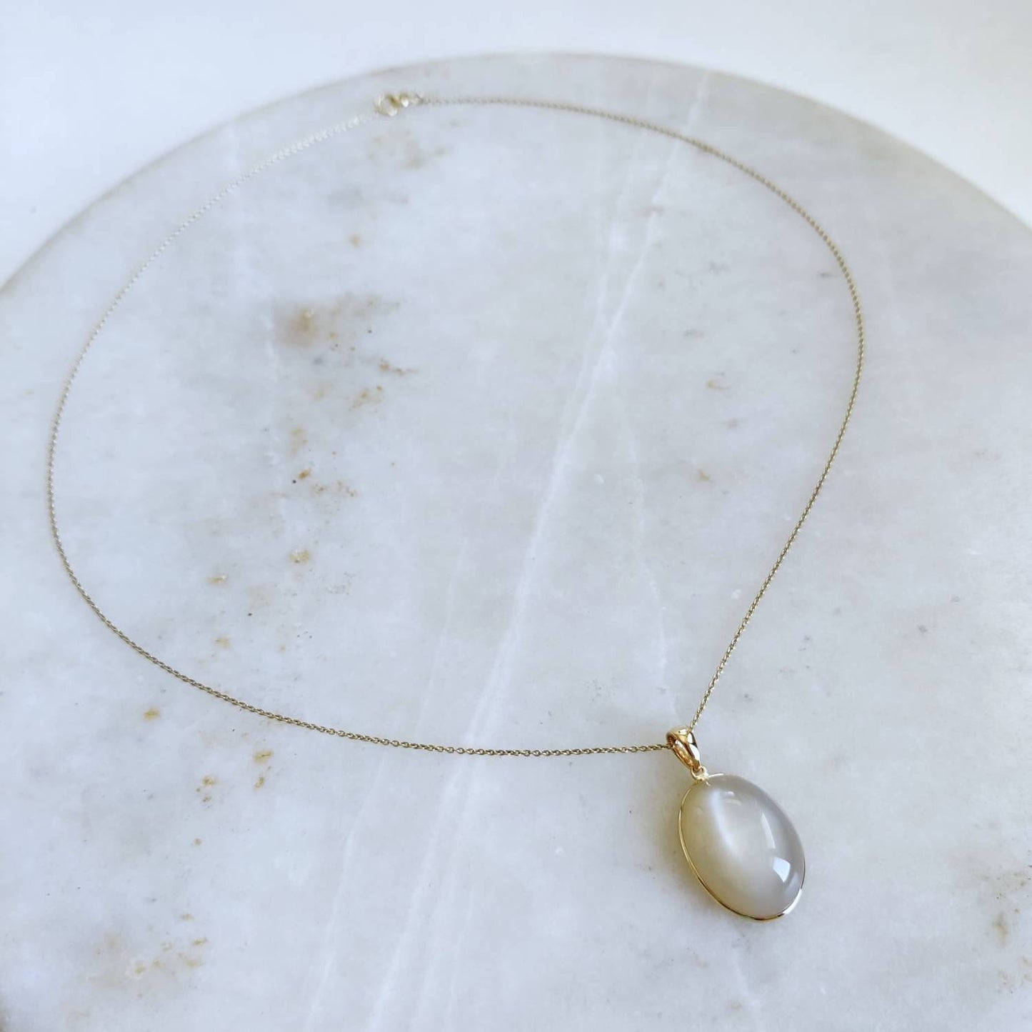 Natural White Moonstone Pendant, 14K Solid Yellow Gold White Moonstone Pendant, June Birthstone, Bezel Pendant, Oval Pendant, Christmas Gift