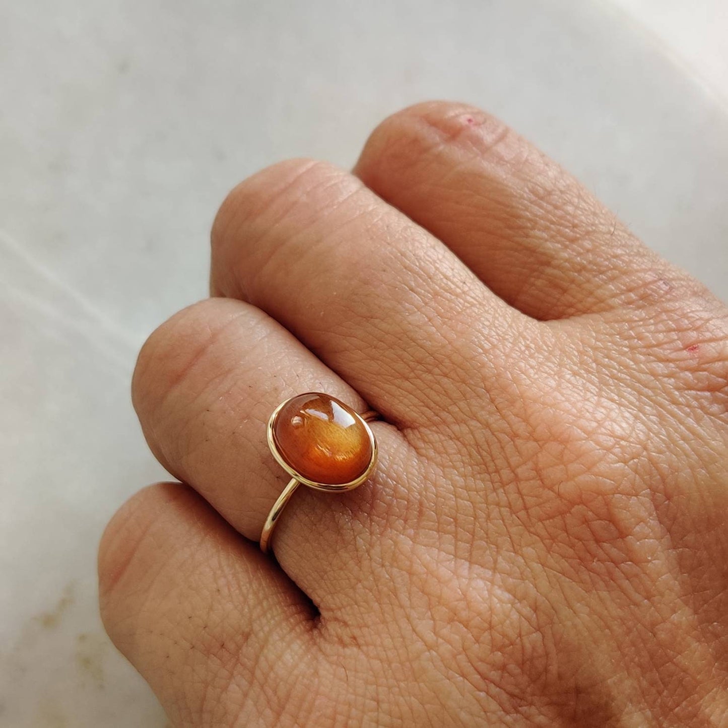 Natural Sunstone Ring, 14K Solid Yellow Gold Sunstone Ring, July Birthstone Ring, Christmas Present, Bezel Ring, Sunstone Jewelry