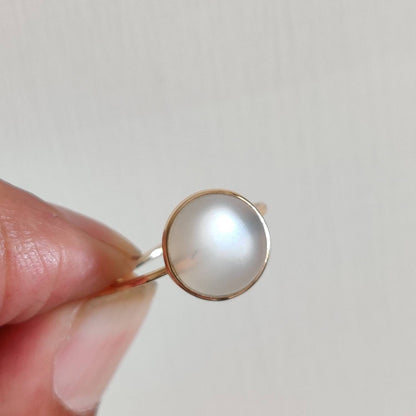 Natural White Moonstone Ring, 14K Solid Yellow Gold Ring, Natural Moonstone Ring, June Birthstone, Christmas Gift, Moonstone Jewelry