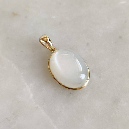 Natural White Moonstone Pendant, 14K Solid Yellow Gold White Moonstone Pendant, June Birthstone, Anniversary Gift, White Moonstone Jewelry