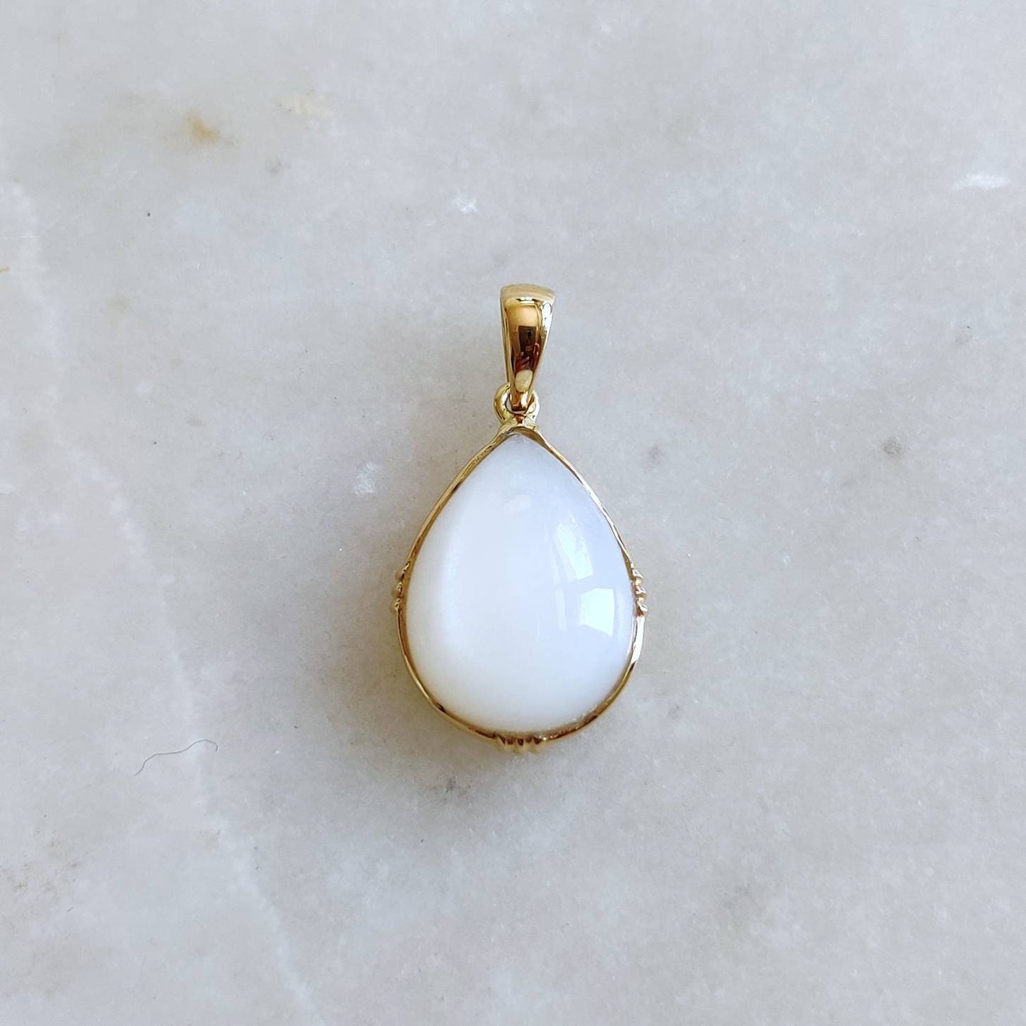 Natural White Moonstone Pendant, 14K Solid Yellow Gold White Moonstone Pendant, June Birthstone, Anniversary Gift, White Moonstone Jewelry