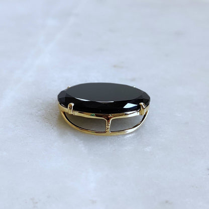 Natural Black Onyx Pendant, 14K Solid Yellow Gold Black Onyx Pendant, Solid Gold Necklace Pendant, December Birthstone, Christmas Gift