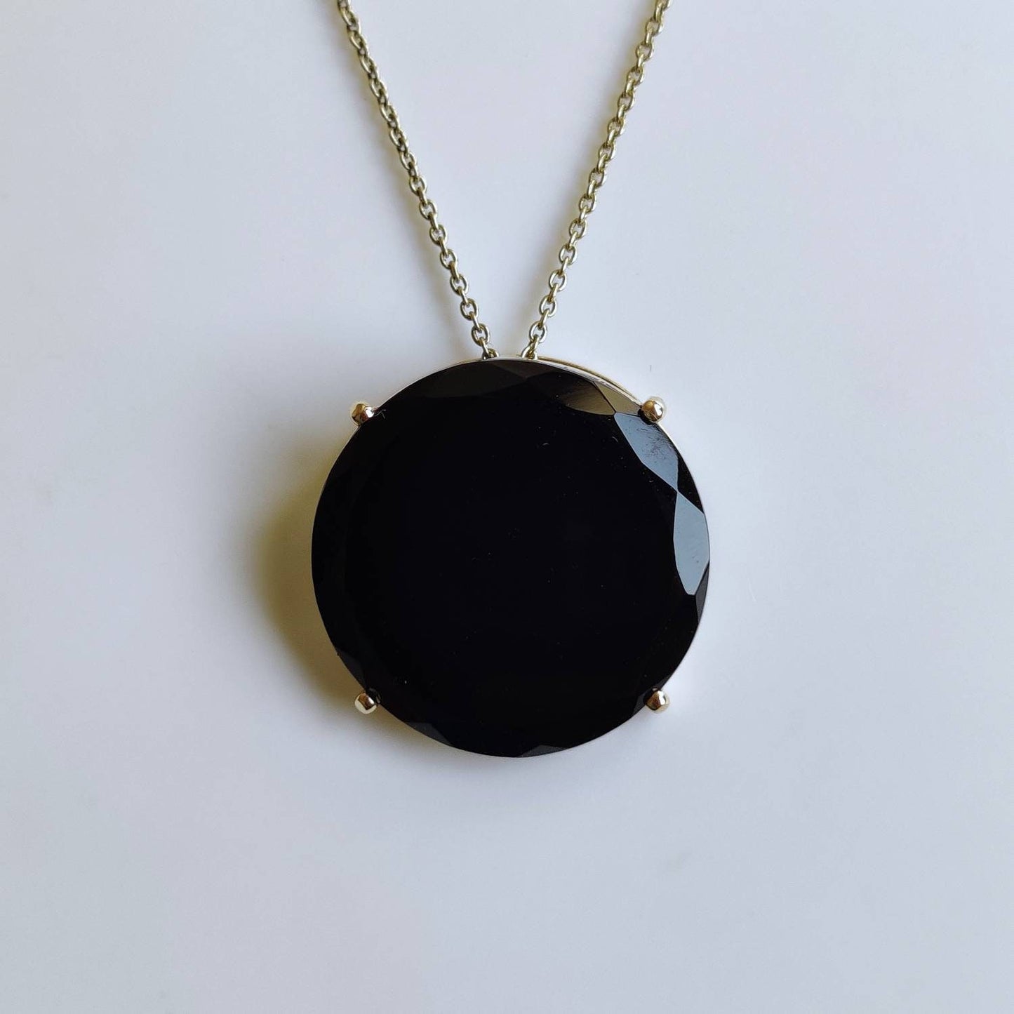 Natural Black Onyx Pendant, 14K Solid Yellow Gold Black Onyx Pendant, Solid Gold Necklace Pendant, December Birthstone, Christmas Gift