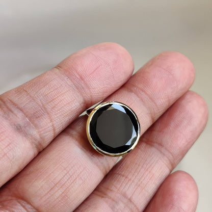 Natural Black Onyx 14K Solid Gold Ring, 14k Gold Black Onyx Ring, Black Onyx Bezel Ring, December Birthstone, Christmas Gift