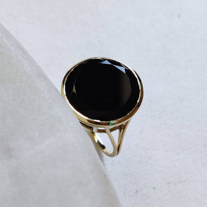 Natural Black Onyx 14K Solid Gold Ring, 14k Gold Black Onyx Ring, Black Onyx Bezel Ring, December Birthstone, Christmas Gift