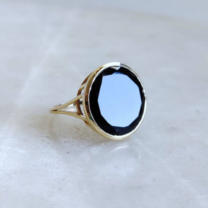 Natural Black Onyx 14K Solid Gold Ring, 14k Gold Black Onyx Ring, Black Onyx Bezel Ring, December Birthstone, Christmas Gift