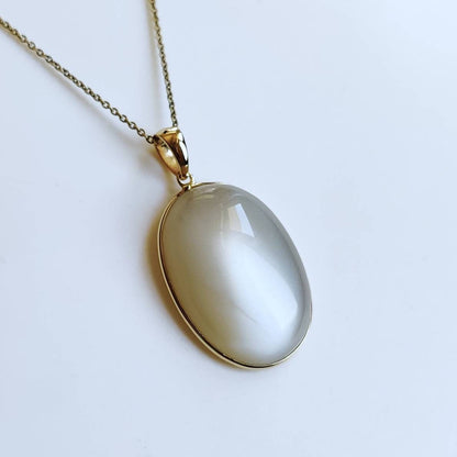 Natural White Moonstone Pendant, 14K Solid Yellow Gold White Moonstone Pendant, June Birthstone, Anniversary Gift, White Moonstone Jewelry