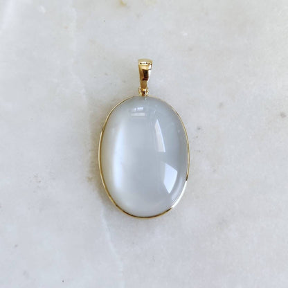 Natural White Moonstone Pendant, 14K Solid Yellow Gold White Moonstone Pendant, June Birthstone, Anniversary Gift, White Moonstone Jewelry