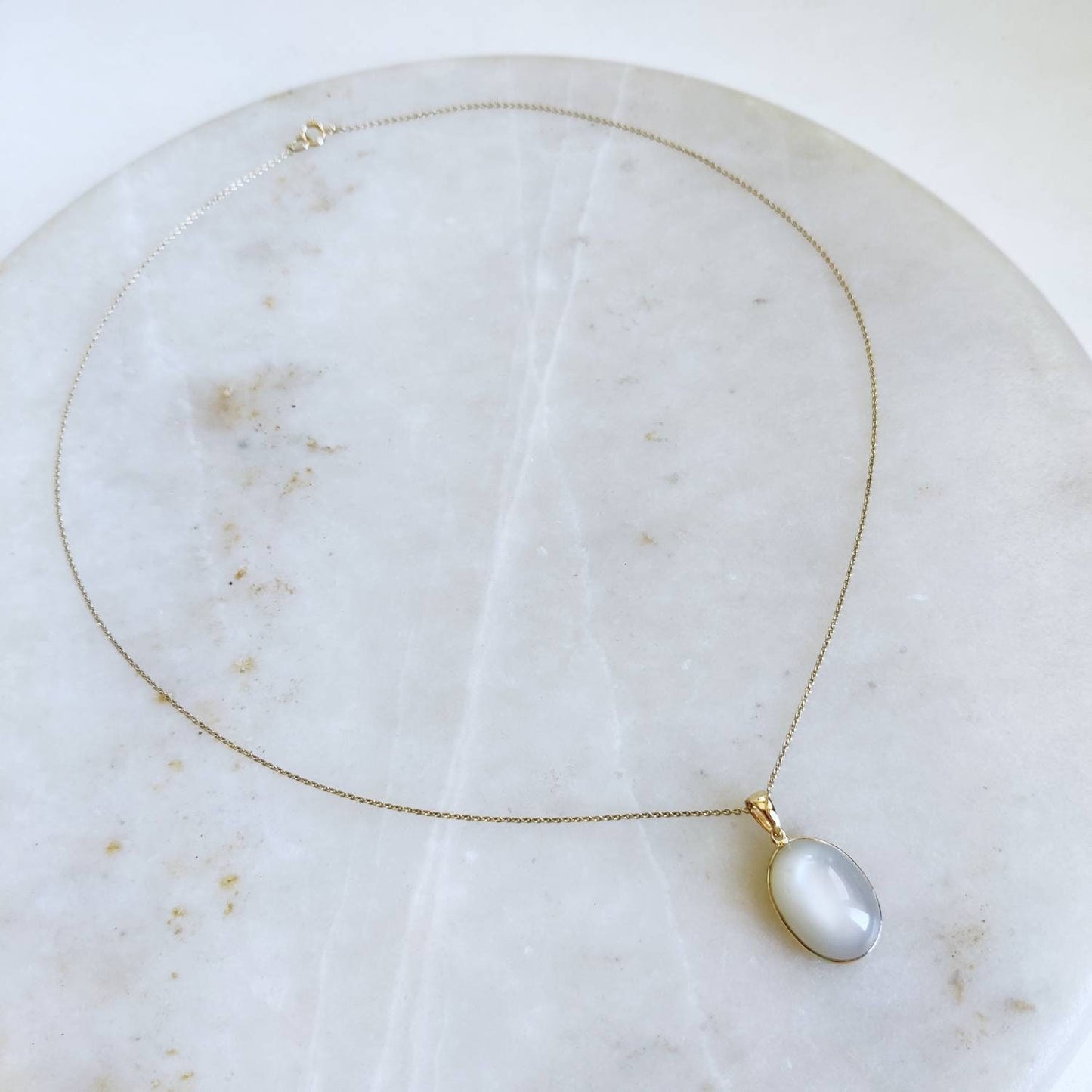 Natural White Moonstone Pendant, 14K Solid Yellow Gold White Moonstone Pendant, June Birthstone, Anniversary Gift, White Moonstone Jewelry