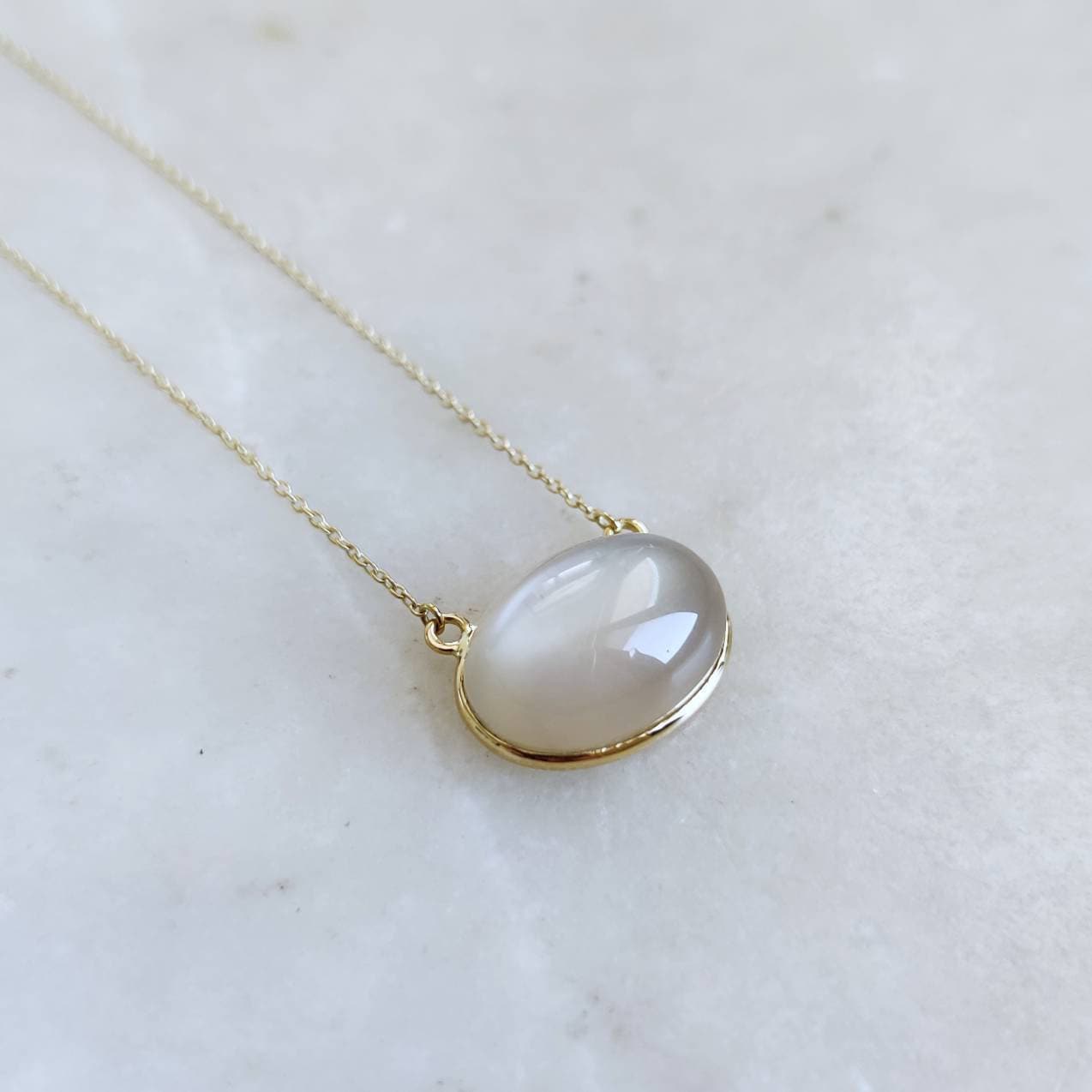 Natural White Moonstone Pendant, 14K Solid Yellow Gold Moonstone Pendant, June Birthstone, Bezel Pendant, Moonstone Jewelry, Christmas Gift