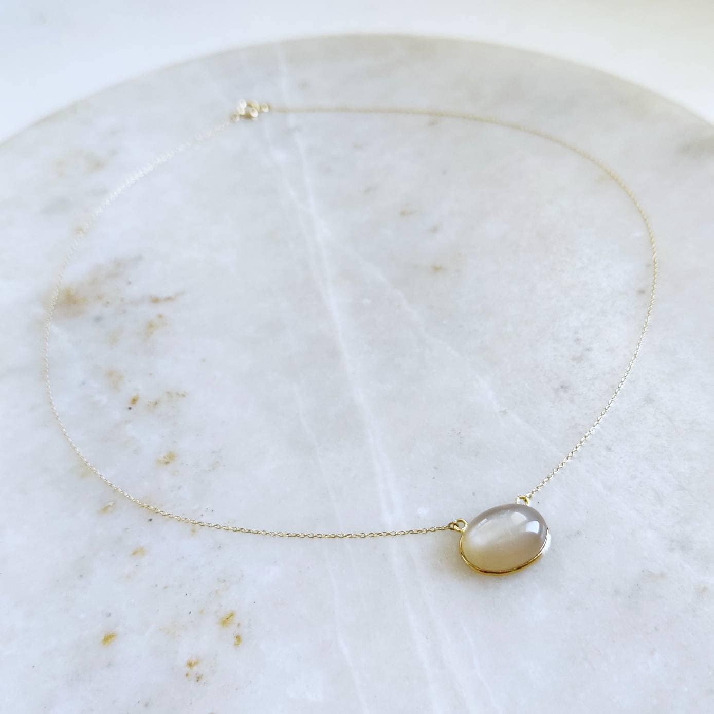 Natural White Moonstone Pendant, 14K Solid Yellow Gold Moonstone Pendant, June Birthstone, Bezel Pendant, Moonstone Jewelry, Christmas Gift