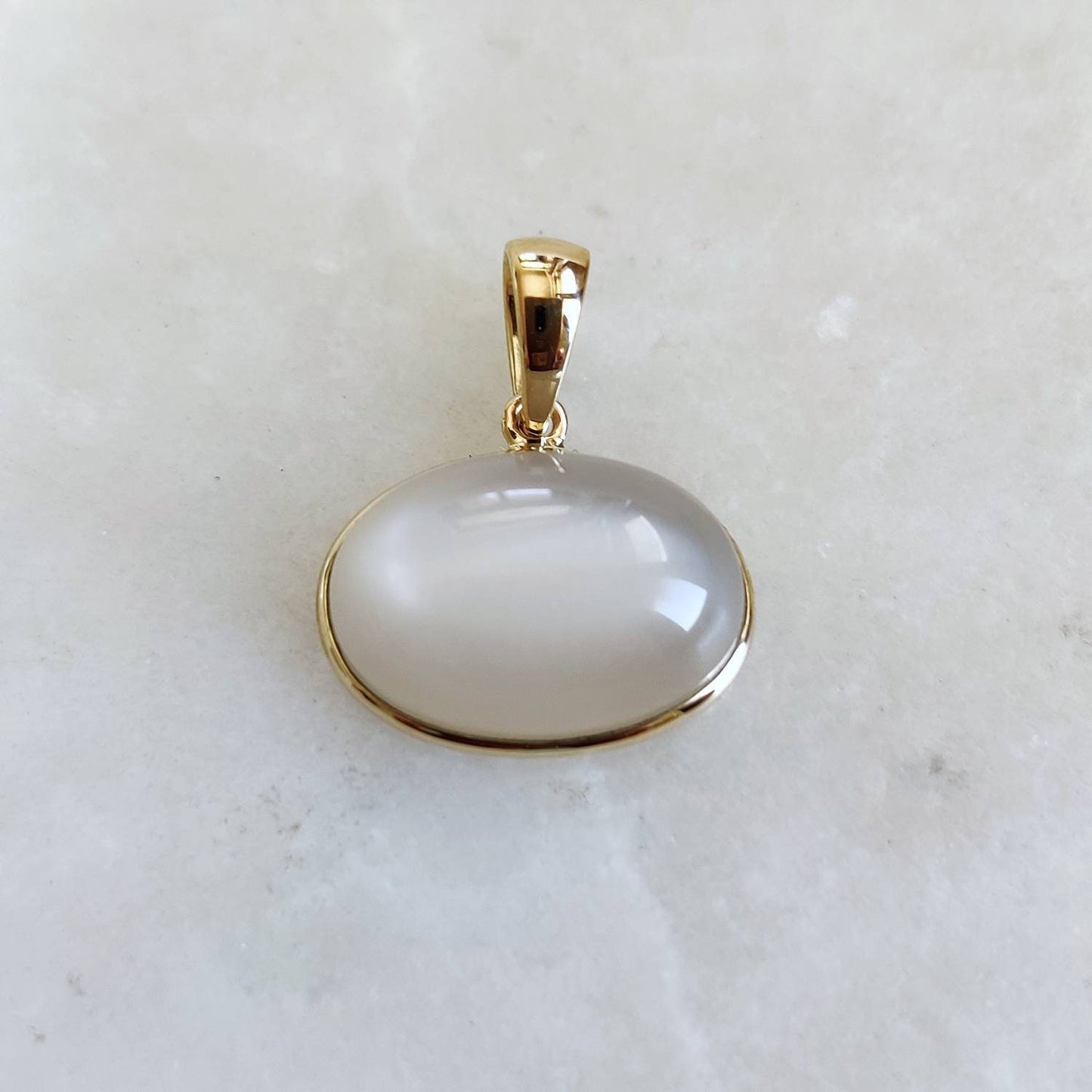 Natural White Moonstone Pendant, 14K Solid Yellow Gold White Moonstone Pendant, June Birthstone, Anniversary Gift, White Moonstone Jewelry