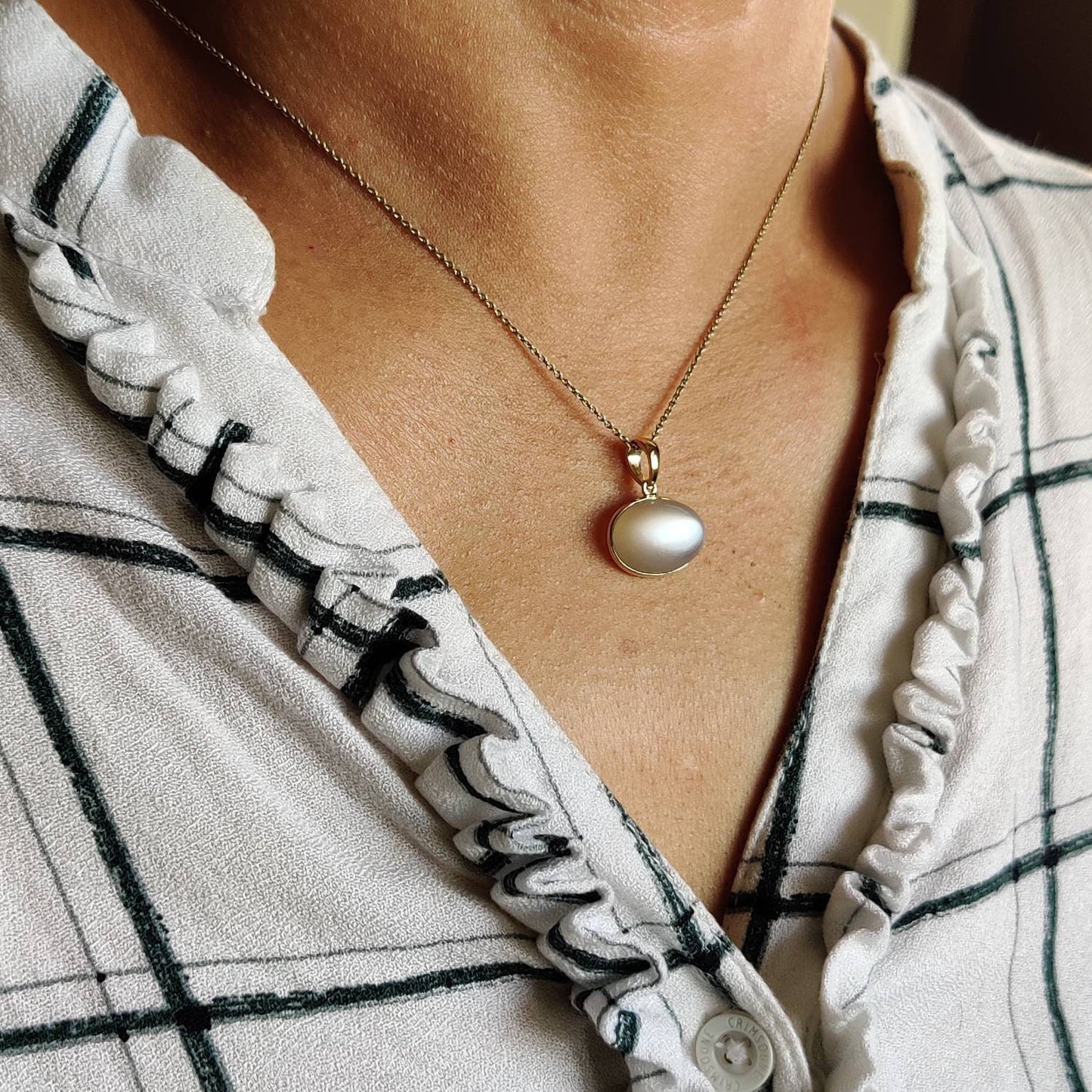 Natural White Moonstone Pendant, 14K Solid Yellow Gold White Moonstone Pendant, June Birthstone, Anniversary Gift, White Moonstone Jewelry