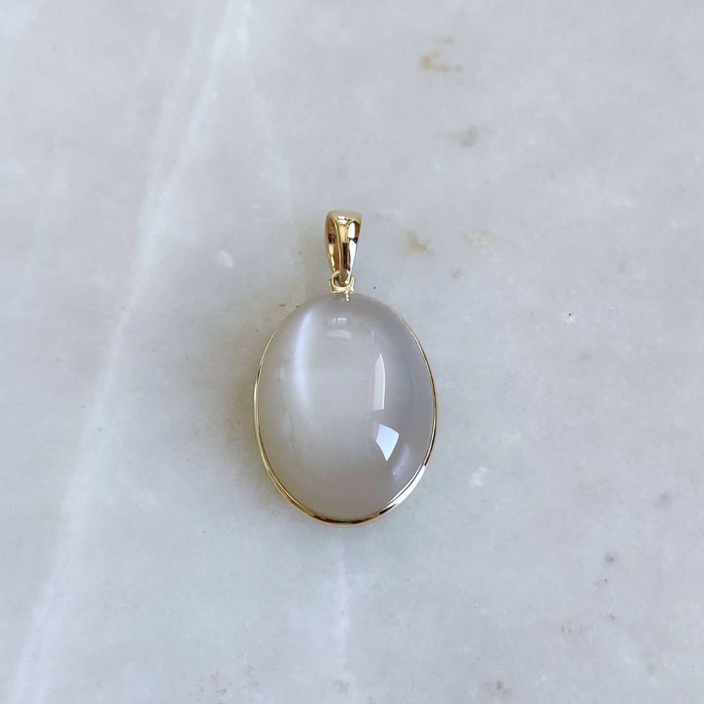 Natural White Moonstone Pendant, 14K Solid Yellow Gold White Moonstone Pendant, June Birthstone Pendant, Christmas Gift, Moonstone Jewelry