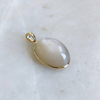 Natural White Moonstone Pendant, 14K Solid Yellow Gold White Moonstone Pendant, June Birthstone Pendant, Christmas Gift, Moonstone Jewelry