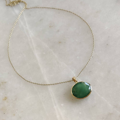 Natural Emerald Pendant, 14K Solid Yellow Gold Emerald Pendant, Solid Gold Pendant Necklace, May Birthstone, Christmas Gift, Emerald Jewelry