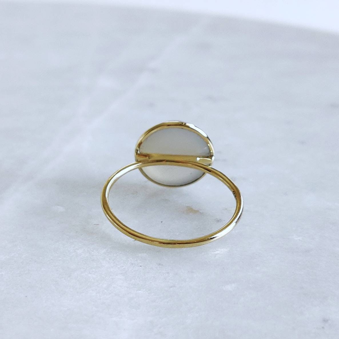 Natural White Moonstone Ring, 14K Solid Yellow Gold Ring, Natural Moonstone Ring, June Birthstone, Christmas Gift, Moonstone Jewelry