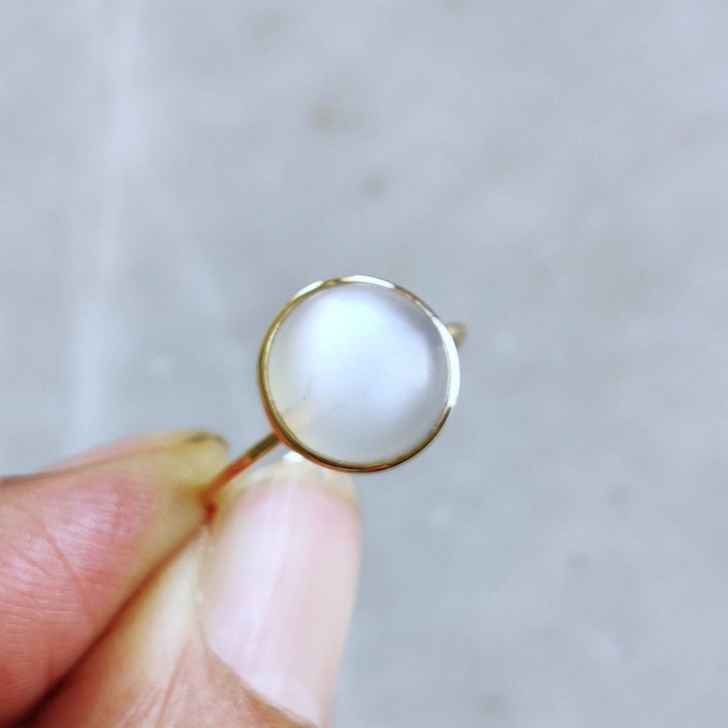 Natural White Moonstone Ring, 14K Solid Yellow Gold Ring, Natural Moonstone Ring, June Birthstone, Christmas Gift, Moonstone Jewelry