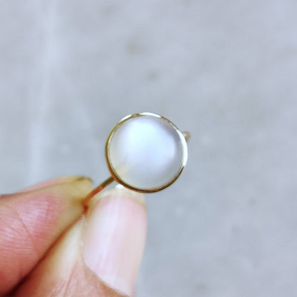 Natural White Moonstone Ring, 14K Solid Yellow Gold Ring, Natural Moonstone Ring, June Birthstone, Christmas Gift, Moonstone Jewelry